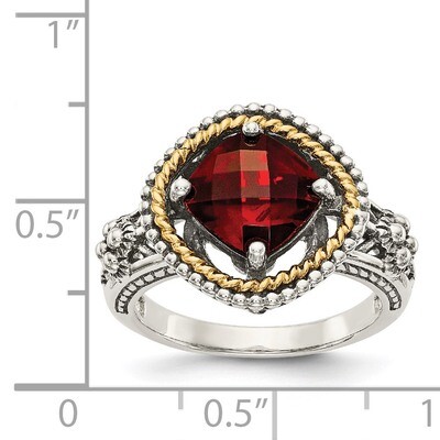 Garnet Ring Sterling Silver &amp; 14k Gold QTC354, MPN: QTC354, 883957316703