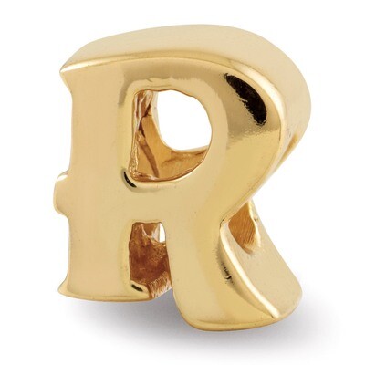 Gold-plated Letter R Bead - Sterling Silver QRS468RGP, MPN: QRS468RGP, 886774992174