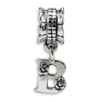 Letter B Dangle Bead - Sterling Silver QRS1400B, MPN: QRS1400B, 883957303611