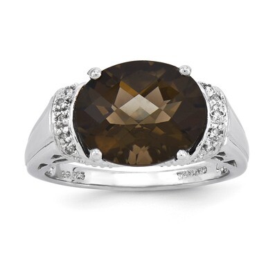 Smoky Quartz &amp; Diamond Ring Sterling Silver QR3189SQ, MPN: QR3189SQ, 883957363530