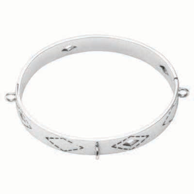 Nikki Lissoni Wild Spirit Bangle of 1cm with Three Loops Where Charms Can Be Attached Silver-Plated…