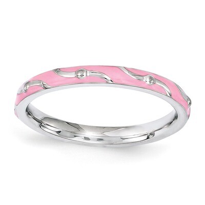 Pink Enamel Ring - Sterling Silver QSK1507, MPN: QSK1507, 886774205878