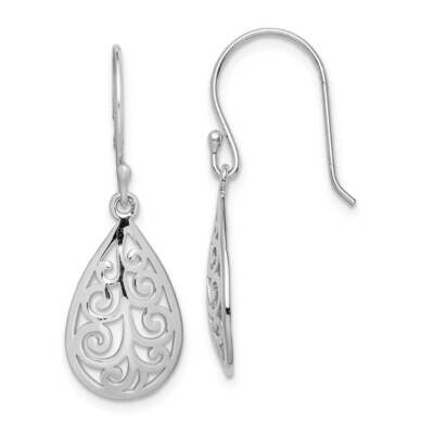 Filigree Teardrop Dangle Earrings Sterling Silver Rhodium-plated QE15190, MPN: QE15190, 886774121680