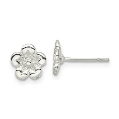 Flower Post Earrings Sterling Silver Polished QE16523, MPN: QE16523, 196904166291