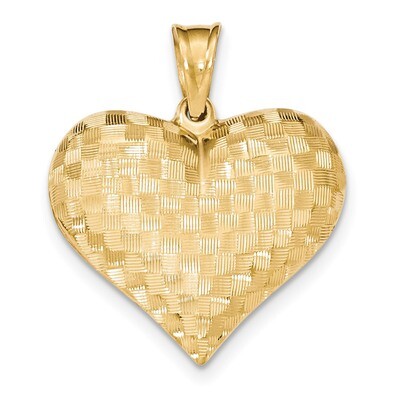 Puff Heart Pendant 14k Gold Textured K5149, MPN: K5149, 886774256689