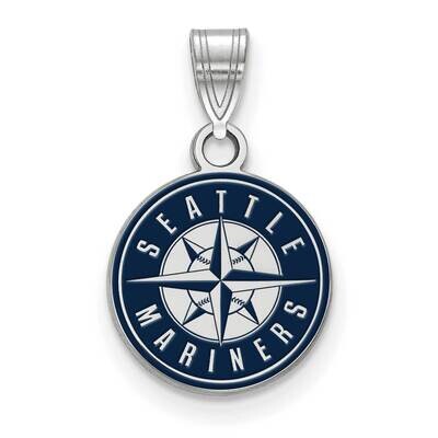 MLB Seattle Mariners Small Enamel Pendant Sterling Silver Rhodium-plated SS020MRN, MPN: SS020MRN, 1…