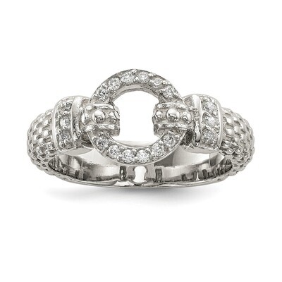 CZ Diamond Textured Ring Sterling Silver QR6658, MPN: QR6658, 886774086866