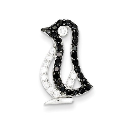 Black &amp; White Diamond Penguin Pendant Sterling Silver QP2111, MPN: QP2111, 883957490526