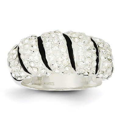 Sterling Silver Stellux Crystal Black/White Animal Print Ring QR4186-7