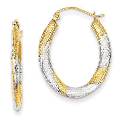 Textured Hollow Oval Hoop Earrings 14K Gold &amp; Rhodium TL764, MPN: TL764, 883957026664
