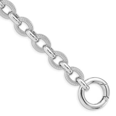 Polished &amp; Textured Fancy Link Bracelet Sterling Silver Rhodium Plated QG5003-7.25, MPN: QG5003-7.2…
