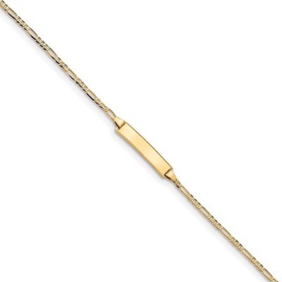 7 Inch Flat Figaro Link ID Bracelet 14k Gold LID72-7, MPN: LID72-7, 886774016351