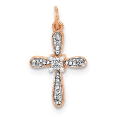 .03Ct. Diamond Cross Charm 14k Rose Gold PM5091-003-RA, MPN: PM5091-003-RA,