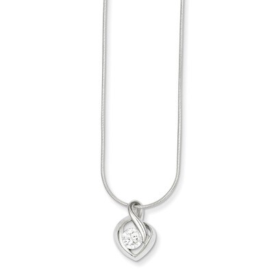 18 Inch Pendant &amp; Chain Sterling Silver Diamond QH572-18, MPN: QH572-18, 883957954899