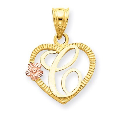 Initial C in Heart Charm 14k Two-Tone Gold D898C, MPN: D898C, 883957130361