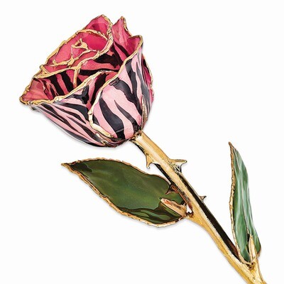 Lacquer Dipped Gold Trim Pink &amp; Black Chameleon Rose GM10618, MPN: GM10618, 810391019365