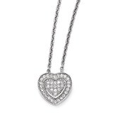 Heart Necklace Sterling Silver &amp; Cubic Zirconia QMP336-18, MPN: QMP336-18, 883957570389