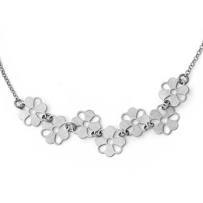 Brushed Flower Necklace Sterling Silver QLF688-19, MPN: QLF688-19, 191101639166
