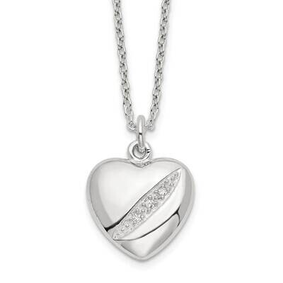 16 Inch with 2 Inch Extender Heart Necklace 16 Inch Sterling Silver Cz Diamond QG6084-16, MPN: QG60…