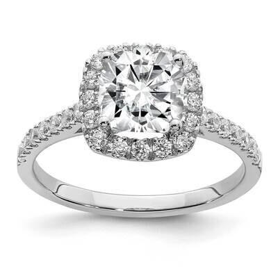 1 3/4ct. G H I True Light Cushion Halo Moissanite Engagement Ring 14k White Gold RM6801-190-WMT, MP…