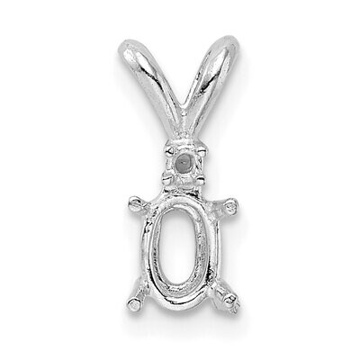 Oval 4-Prong with Diamond Accent 4 x 3mm Pendant Setting 14k White Gold WG983, MPN: WG983,
