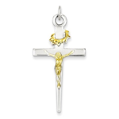 18k Gold-plated Crucifix Pendant Sterling Silver QC5421, MPN: QC5421, 883957479095