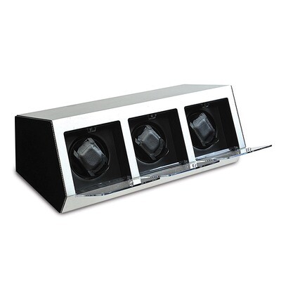 Silver Metal &amp; Acrylic Triple Watch Winder GM8397
