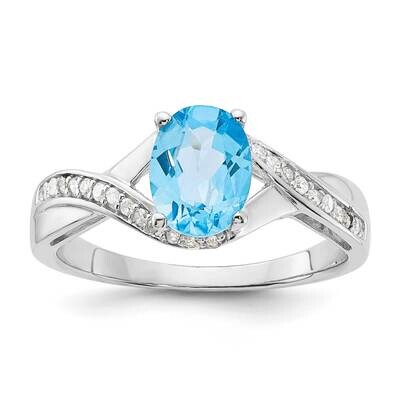 Sterling Silver Polished Blue Topaz and Diamond Ring RLS6627/BT-SSAS45-7