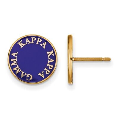 Kappa Kappa Gamma Enameled Post Earrings Gold-plated Silver GP019KKG, MPN: GP019KKG, 886774923680