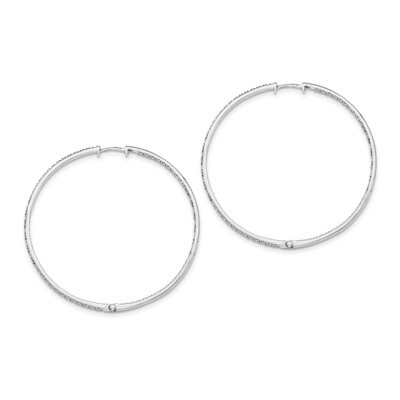 Diamond In &amp; Out Hoop Earrings Sterling Silver Rhodium-plated QE12248, MPN: QE12248, 191101487538