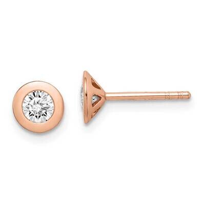 Brushed CZ Diamond Post Earrings Sterling Silver Rose-tone QE14847, MPN: QE14847, 886774122588