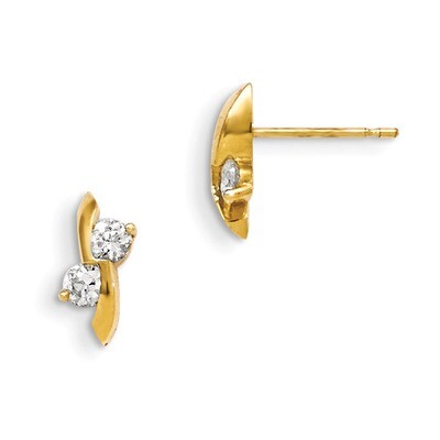 CZ Children&#39;s Post Earrings 14k Gold GK645