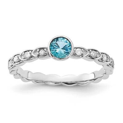 Sterling Silver Blue Topaz and Diamond Ring RLS6325/BT-SSAS45-7