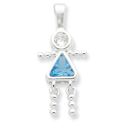 Diamond &amp; March Glass Girl Pendant Sterling Silver QC6714MAR, MPN: QC6714MAR, 716838194025
