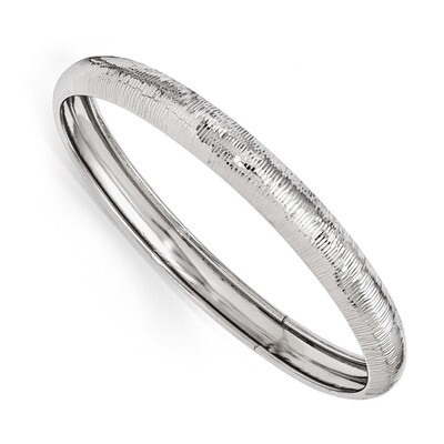 Leslie&#39;s Radiant Essence Rhodium-plated Diamond-cut Slip On Bangle - Sterling Silver HB-QLF372, MPN…