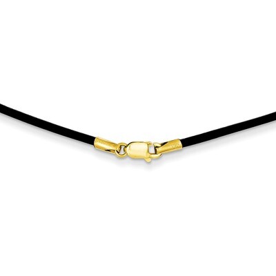 1.5mm Black Leather Cord Necklace 18 Inch 14k Gold XG250-18, MPN: XG250-18, 191101536977