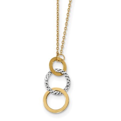 17 Inch Polished &amp; Textured 3-Circle Necklace 14k Two-Tone Gold SF2550-17, MPN: SF2550-17, 19110168…