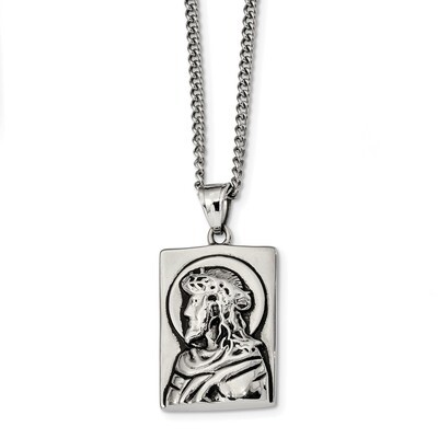 Jesus Necklace Stainless Steel Antiqued and Polished SRN2366-24 by Chisel, MPN: SRN2366-24, 1911018…