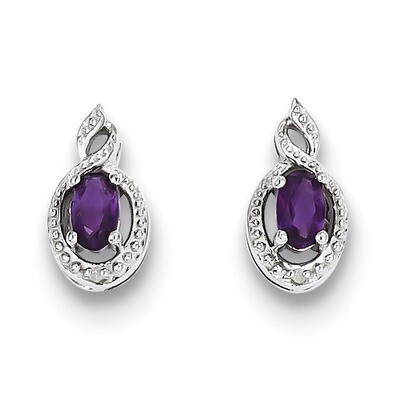 Amethyst &amp; Diamond February Earrings Sterling Silver QBE18FEB, MPN: QBE18FEB, 883957487854