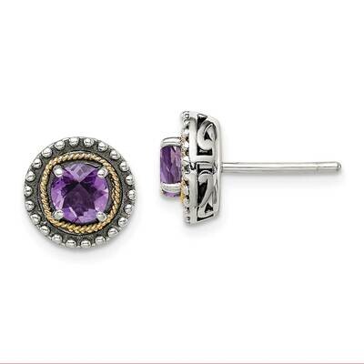Amethyst Earrings Sterling Silver with 14k Gold Accent QTC1591, MPN: QTC1591, 883957814247