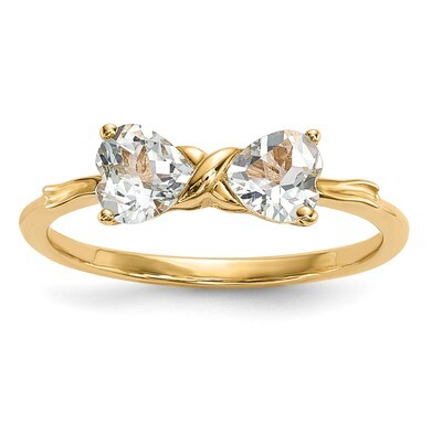 Aquamarine Bow Ring 14k Gold Polished XBS518, MPN: XBS518, 191101319433