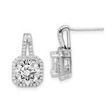 Halo Post Earrings Sterling Silver Rhodium-plated CZ Diamond QE14215, MPN: QE14215, 883957839325