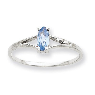 Polished Geniune Aquamarine Birthstone Ring 10k White Gold 10XBR192, MPN: 10XBR192, 191101091544