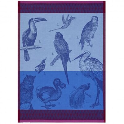 Le Jacquard Francais Planche Animaliere Voliere Azure Tea Towel 24 x 31 Inch 25627 Set of 4, MPN: 2…