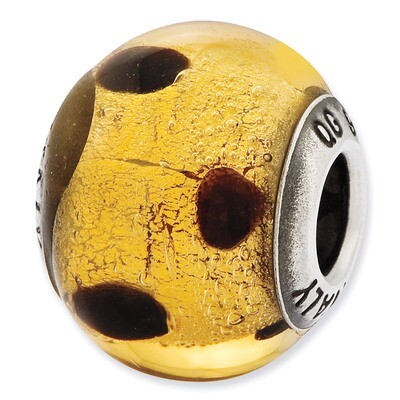 Murano Dark Yellow &amp; Brown Glass Bead - Sterling Silver QRS2464, MPN: QRS2464, 883957764429