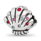 Multi-color CZ Shell Bead Sterling Silver QRS4290, MPN: QRS4290,