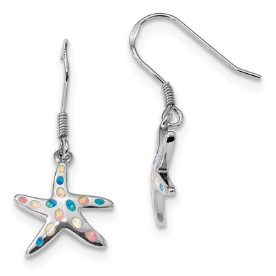 Pink/Blue Created Opal Starfish Earrings Sterling Silver Rhodium-plated QE14039, MPN: QE14039, 1911…