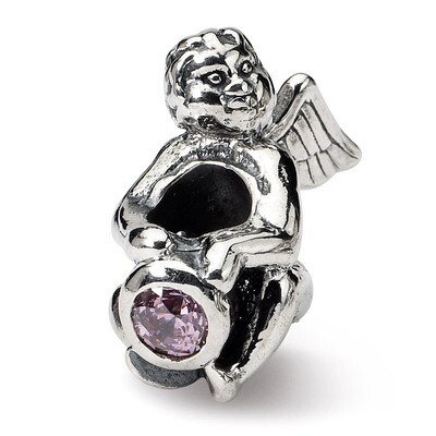 October Synthetic Diamond Antiqued Bead - Sterling Silver QRS453, MPN: QRS453, 883957723600
