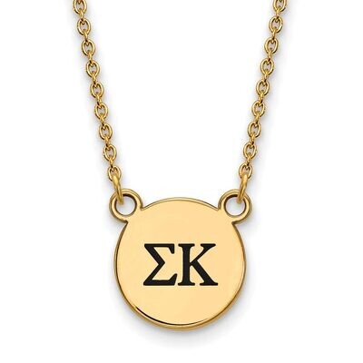 Sigma Kappa Extra Small Enameled Pendant with 18 Inch Chain Gold-plated Silver GP016SKP-18, MPN: GP…