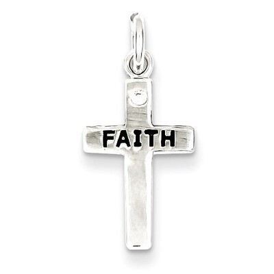 FAITH &amp; Cubic Zirconia Antiqued Cross Charm Sterling Silver QC5830, MPN: QC5830, 883957913445